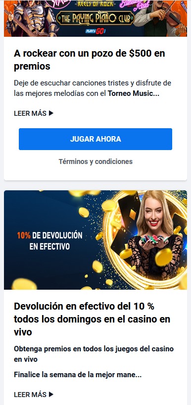 Ejemplo de promoción en el Casino